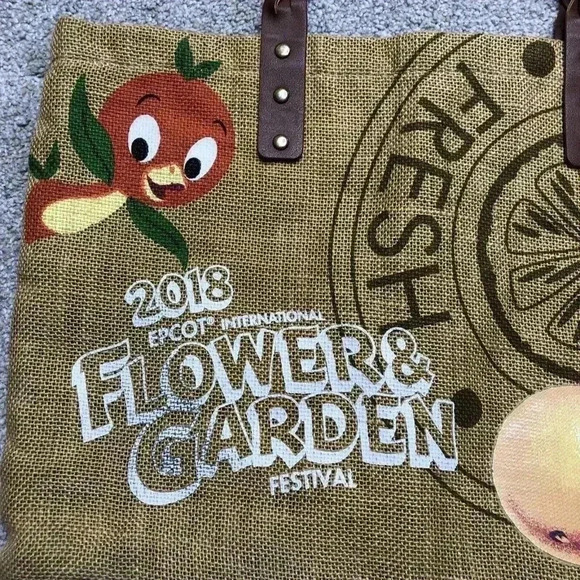 2018 Epcot Burlap Tote International Flowers & Garden Festival Hidden Mickey - Picture 3 of 12